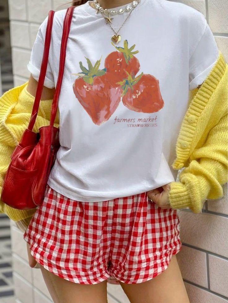 strawberry print tshirt